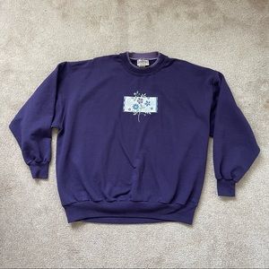 Top Stitch By Morning Sun Pullover Sweatshirt  Purple Flowers Women’s 2X